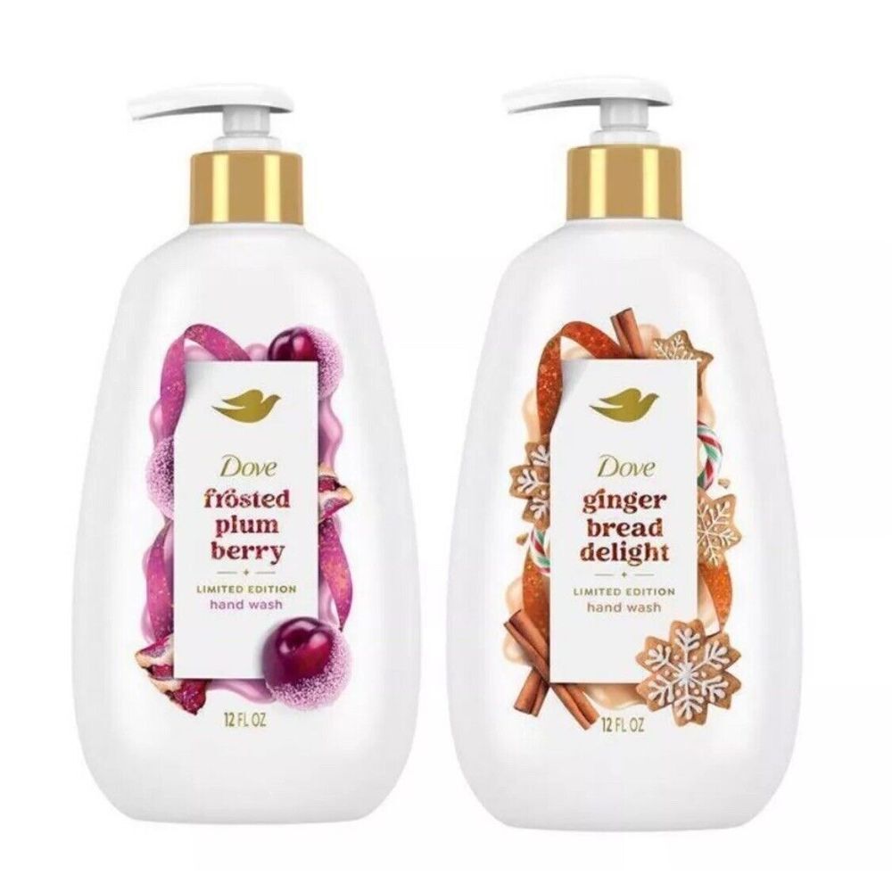2 Pack Dove Holiday Treats Hand Soap - Limited Edition Gingerbread & Plum Berry